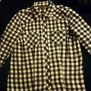 Flannel button up shirt, Black & White